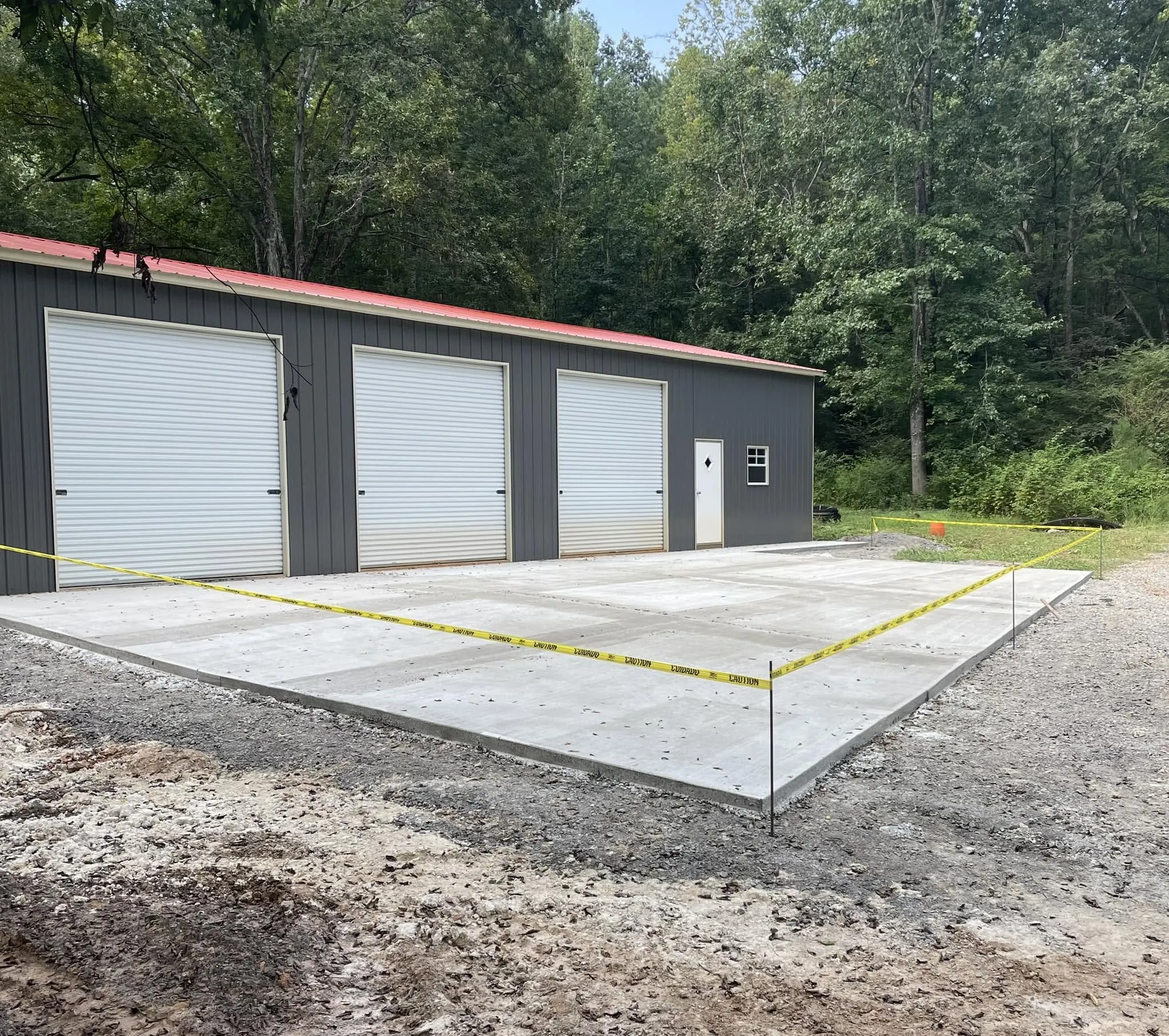 Newly poured garage apron and slab at a residential home